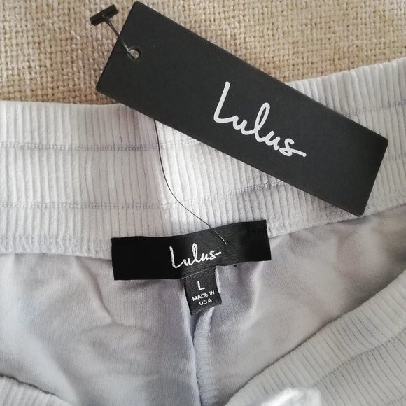 Lulu's Choosing Chill Blue Tie-Dye Drawstring Wide Leg Pants Size L NWT - Picture 5 of 10